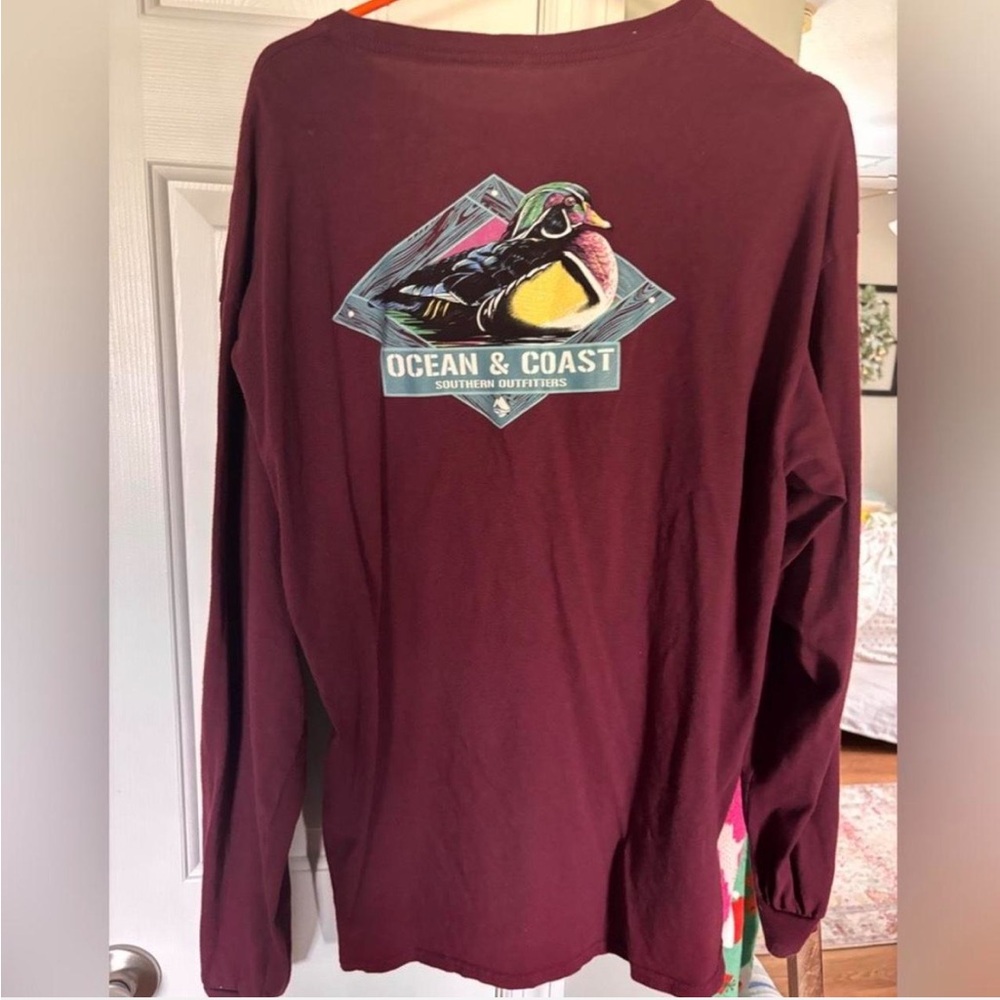 Burgundy Ocean + Coast Long Sleeve Tee